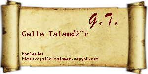 Galle Talamér névjegykártya